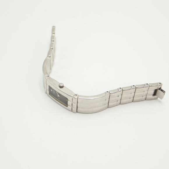 Vintage ESQ Womens Silver Tone 18mm Black Tank Watch 6.5" Bracelet w New Battery - Picture 11 of 12